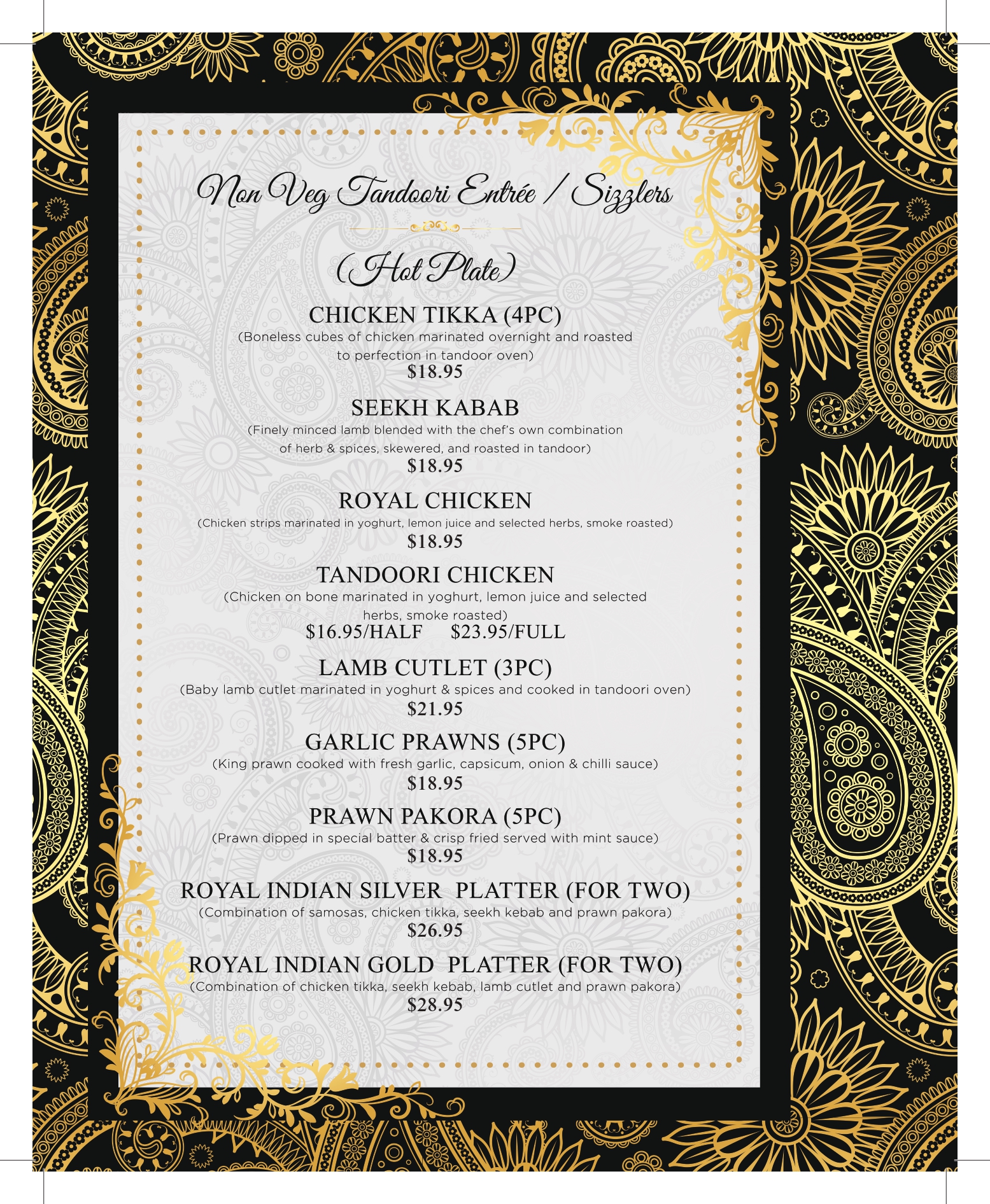 Royal Indian Restobar Menu Pg4