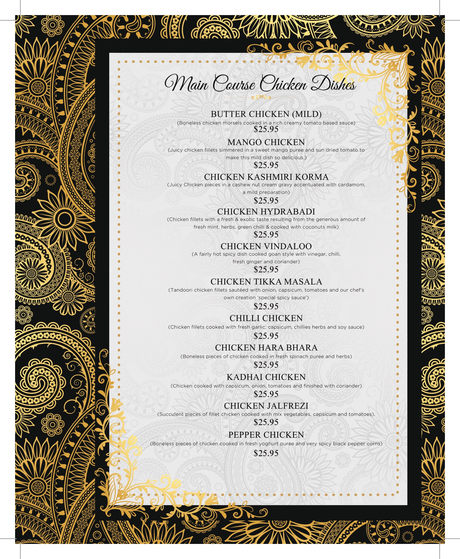 Royal Indian Restobar Menu Pg5