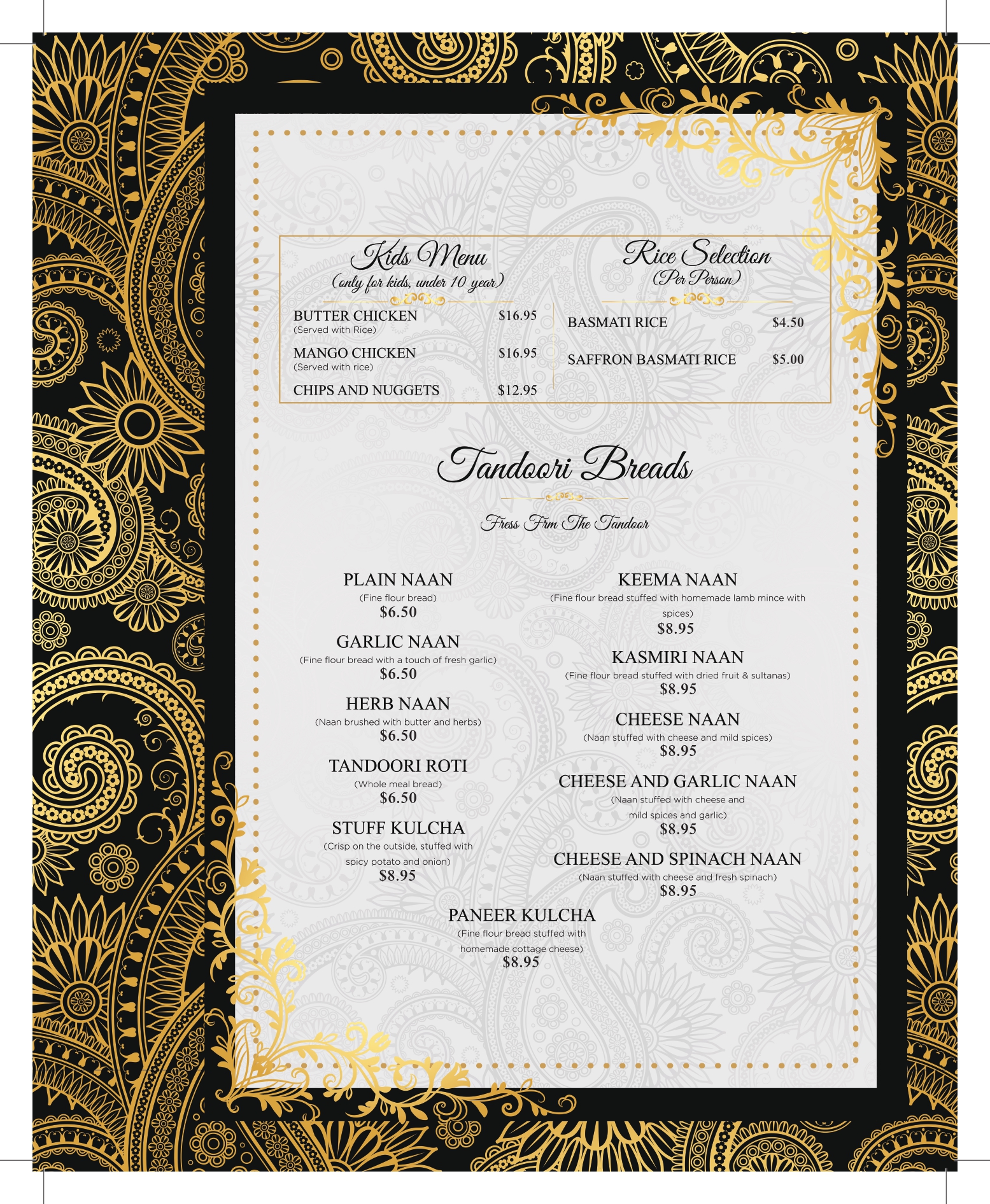 Royal Indian Restobar Menu Pg9